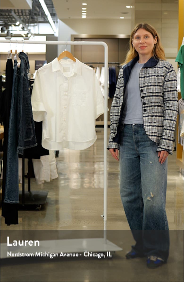 Claire Origami Three Quarter Sleeve Cotton Button-Up Shirt, sales video thumbnail