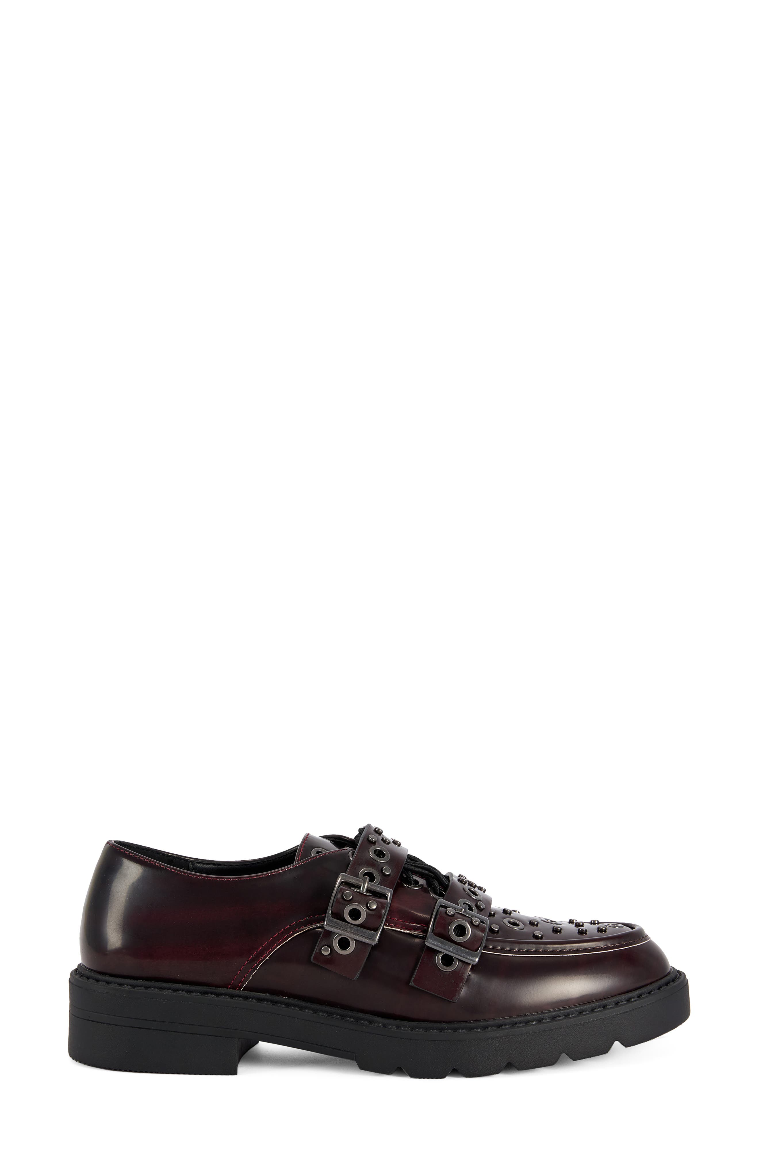 Lox Studded Faux Leather Loafer, Alternate, color, MERLOT