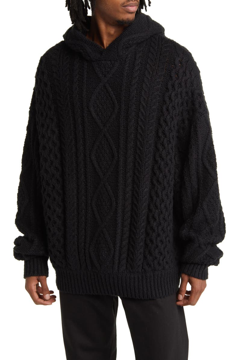 Fear of God Essentials Cable Knit Cotton Blend Hoodie, Main, color, 