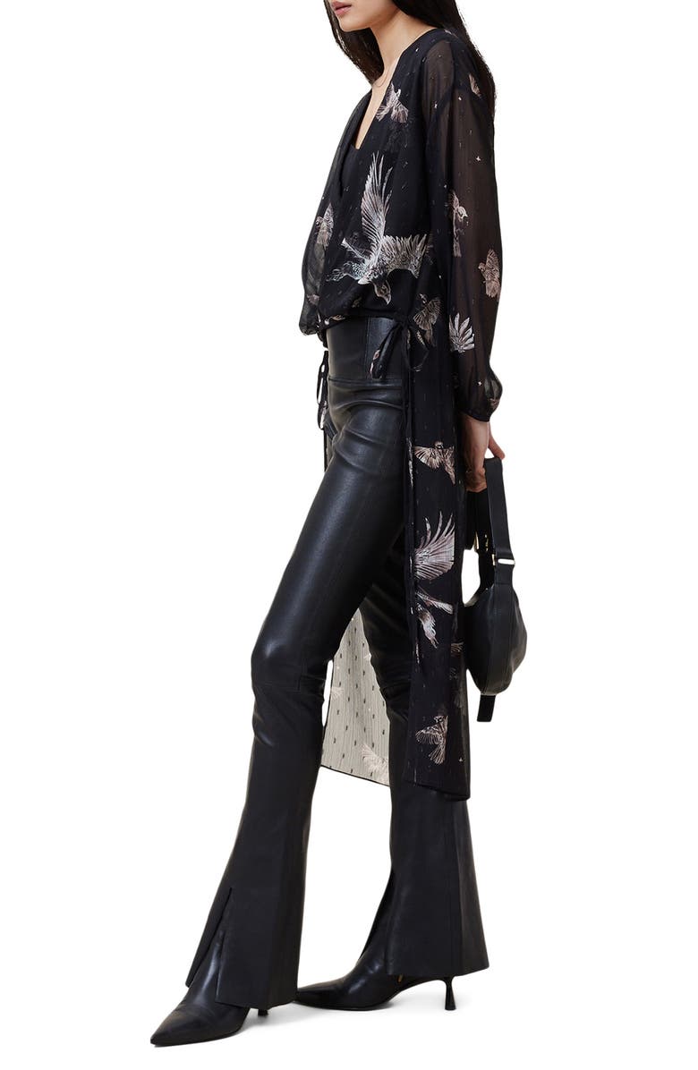 AllSaints Avala Sheer High/Low Top, Alternate, color, Spell Black