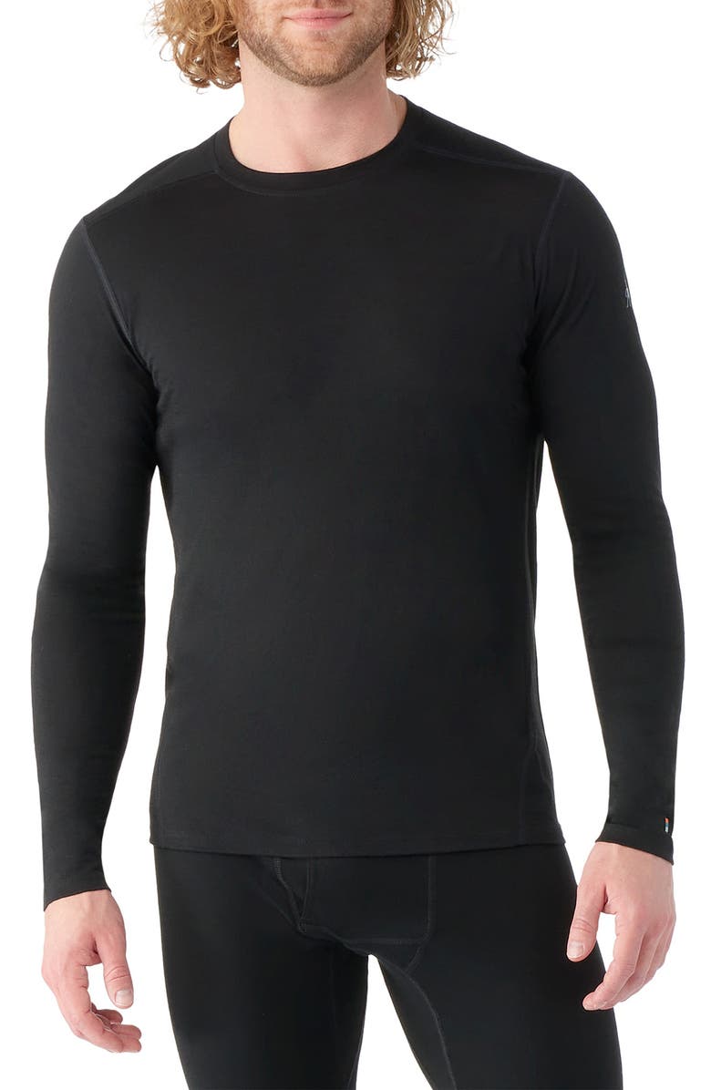 Smartwool Classic All Season Merino Base Layer Long Sleeve Crewneck Top, Main, color, Black