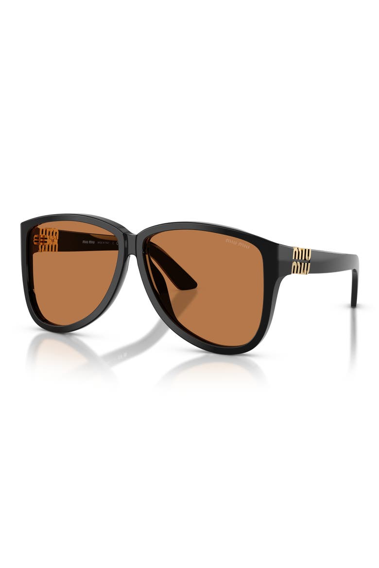 61mm Pilot Sunglasses, Alternate, color, BLACK/ BROWN