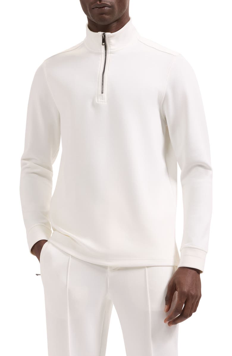 Bugatchi Soft Touch Quarter Zip Sweatshirt, Main, color, Chalk