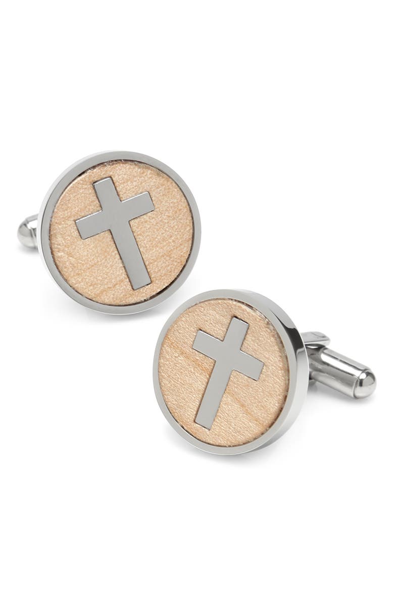 Cufflinks, Inc. Cross Wood Cuff Links, Main, color,