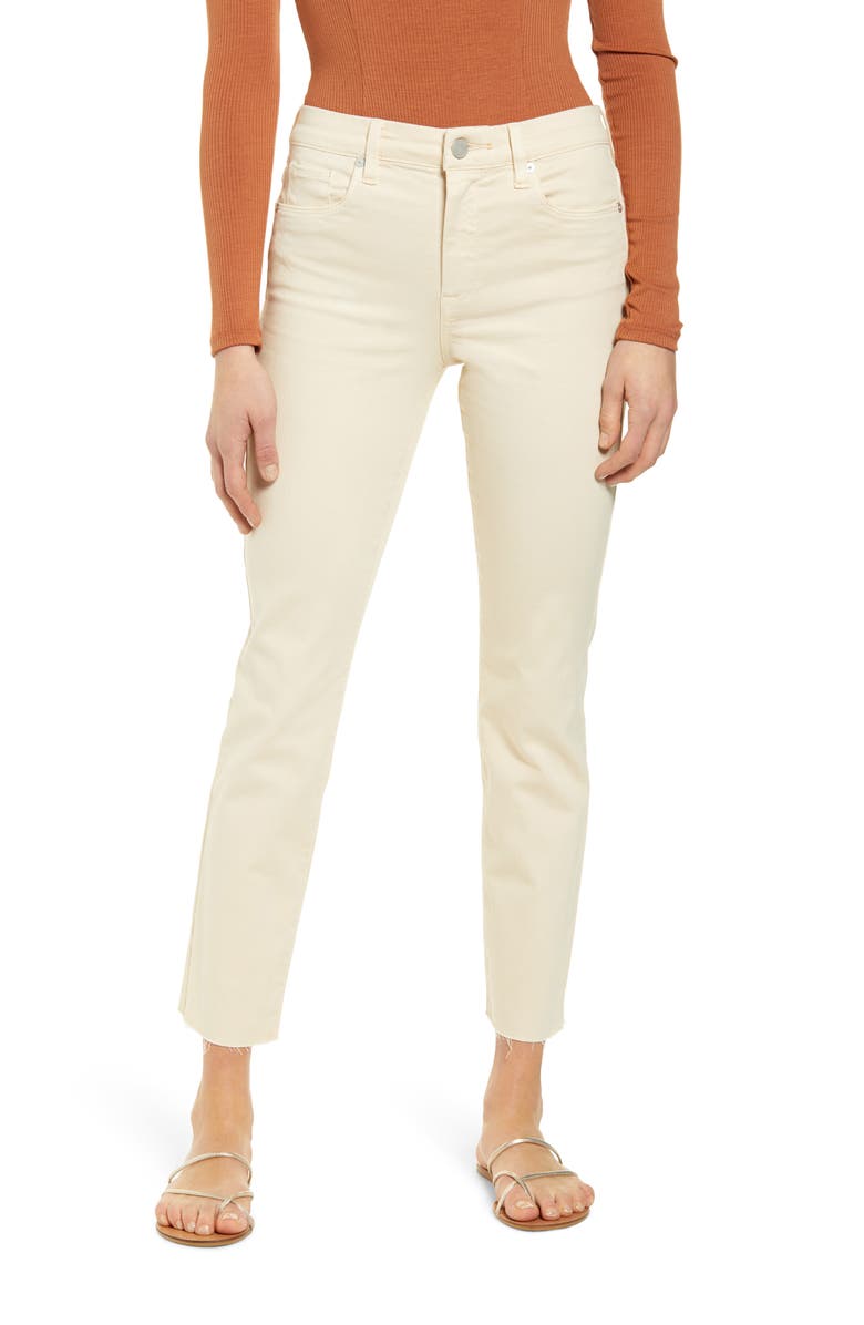 BLANKNYC Madison High Waist Raw Hem Crop Straight Leg Jeans, Main, color, 