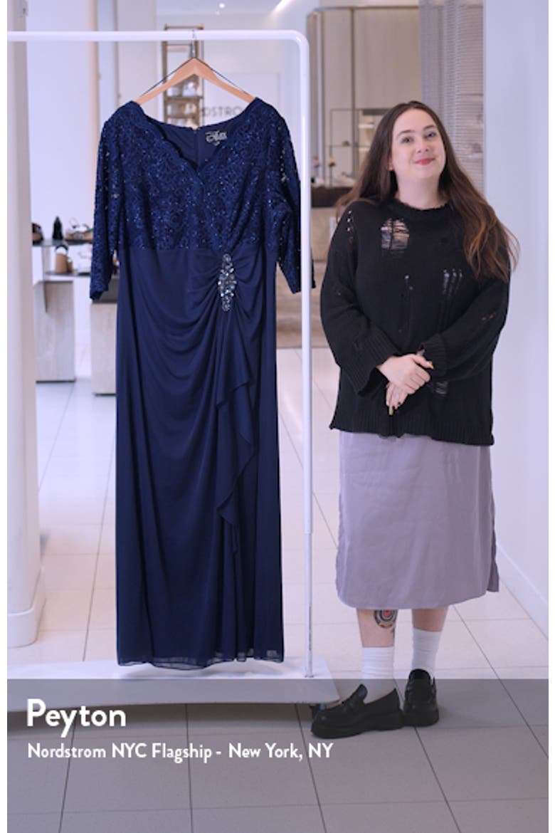 Beaded Lace Bodice Empire Waist Gown video