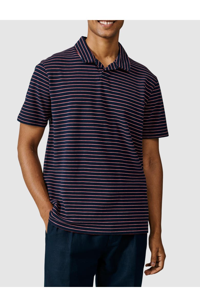 Aubin Baysdale Open Collar Polo, Alternate, color, Navy Stripe