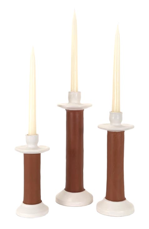 Leather Wrapped Candle Holder