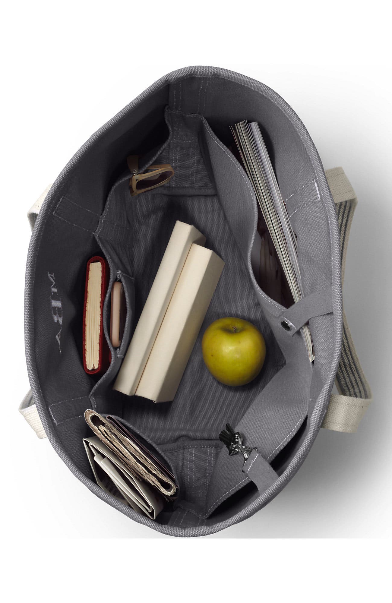 Lands' End Open Top Canvas Tote Bag, Alternate, color, Silver Graphite