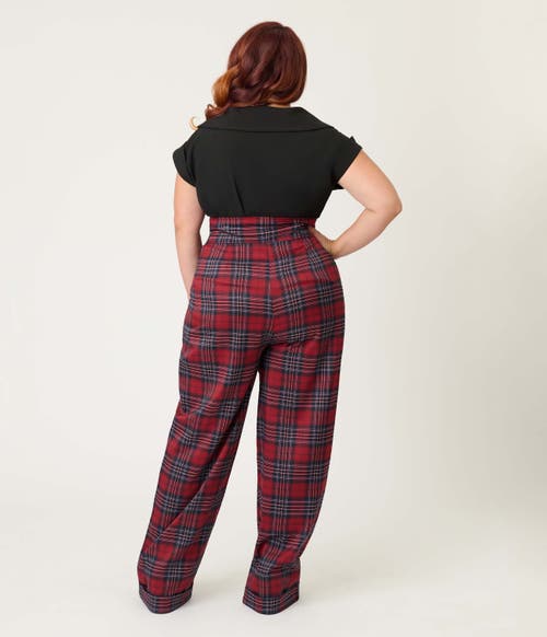 Unique Vintage Plus Size High Waist Trouser In Red