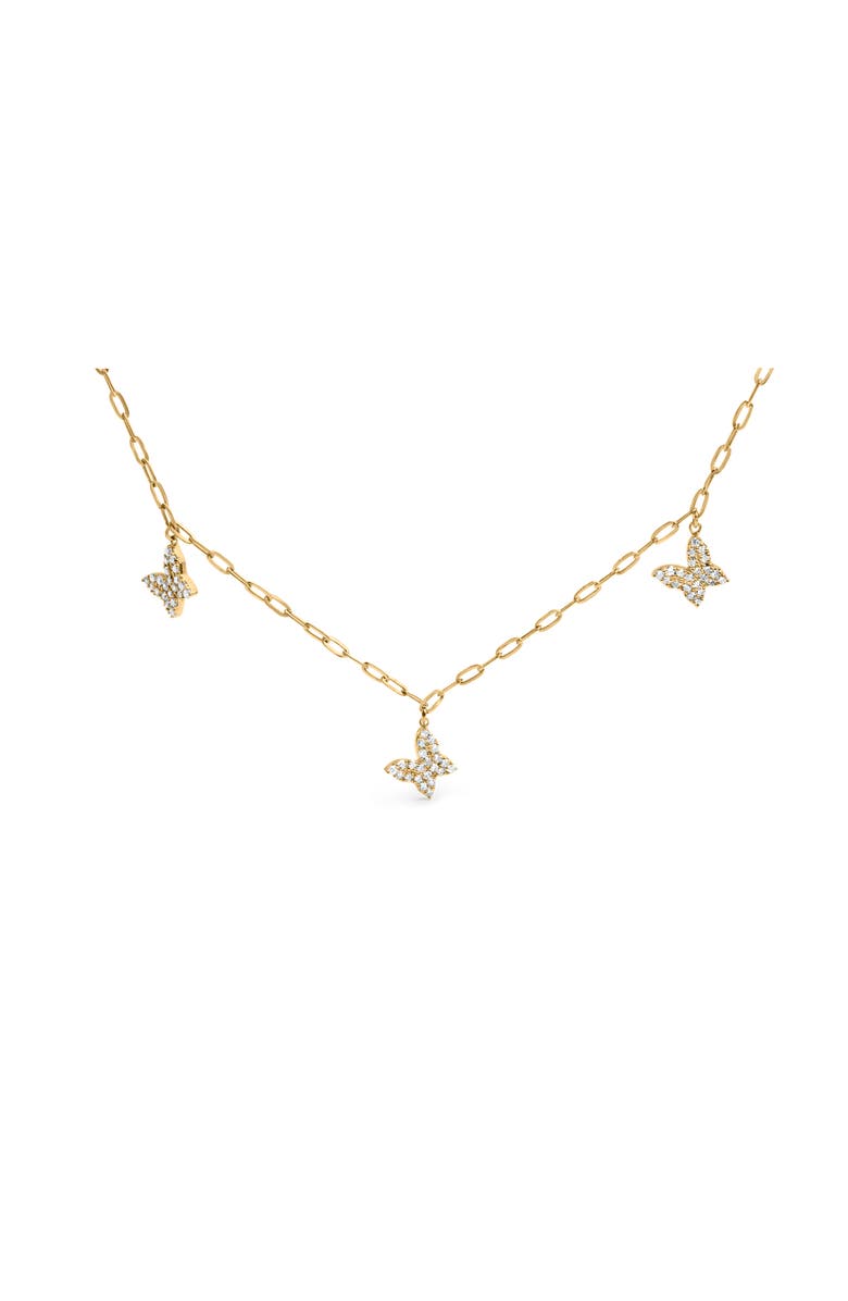 Haus of Brilliance 14KT Yellow Gold 1/2 Cttw Diamond Butterfly Station Paperclip Station Necklace, Main, color, Yellow