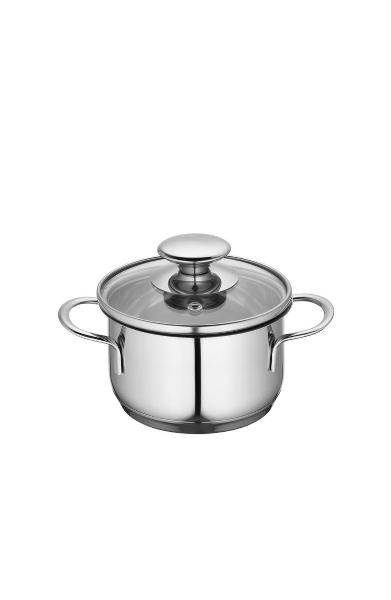 Kuchenprofi Mini Stockpot w/ Glass Lid, 0.7 qt., 4.75-Inch Diameter, Main, color, Silver