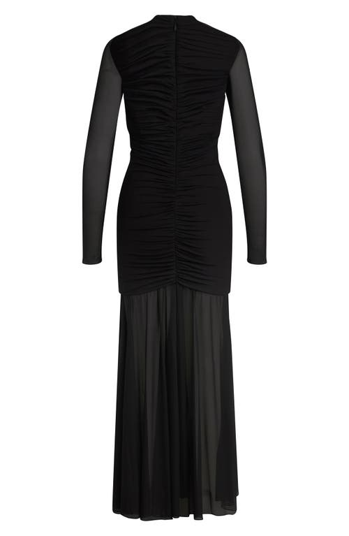 Favorite Daughter The Love Language Long Sleeve Mesh Maxi Dress In Black