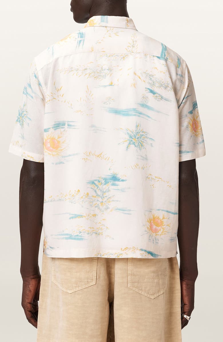 AllSaints Breezer Floral Short Sleeve Button-Up Shirt, Alternate, color, Candy Yellow