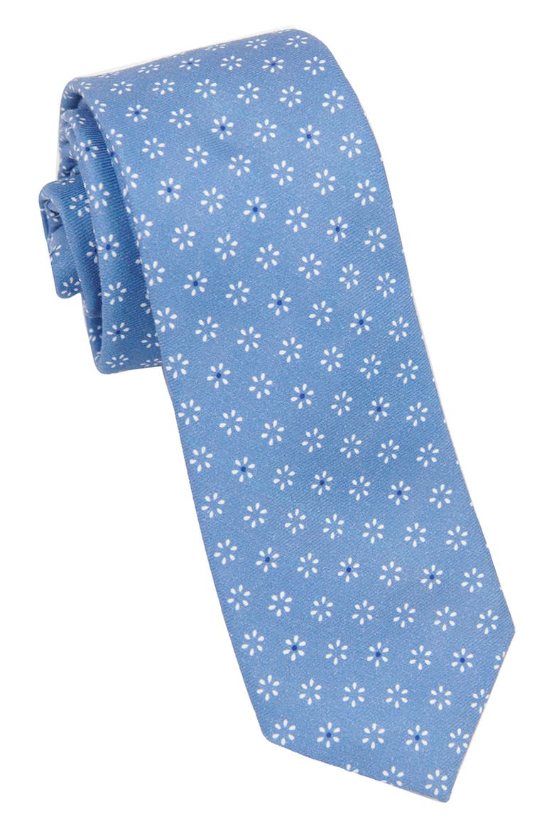 Men's Geo Flower Cotton Tie, Main, color, BLUE