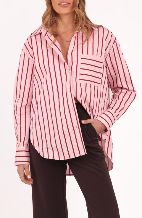 Adam Stripe Oversize Cotton Button-Up Shirt