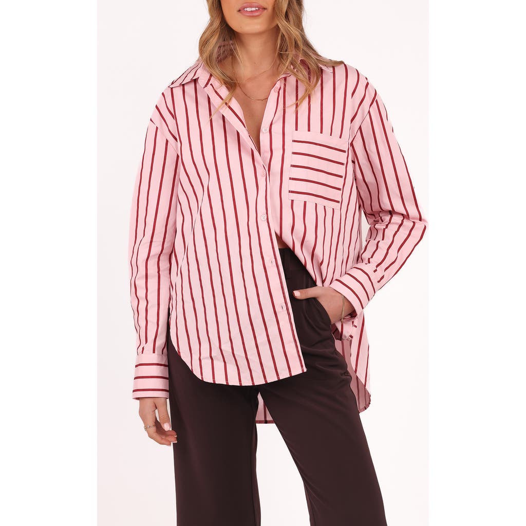 Petal And Pup Petal & Pup Adam Stripe Oversize Cotton Button-up Shirt In Pink