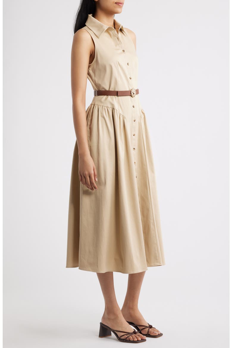 Sleeveless Midi Shirtdress, Alternate, color, SAFARI