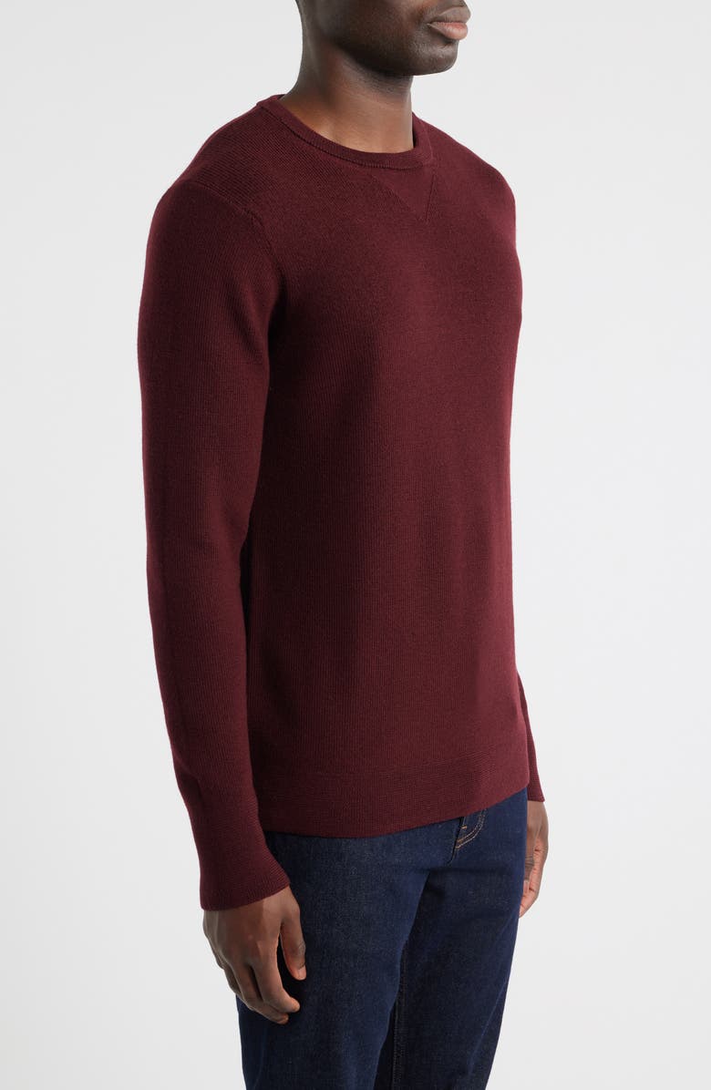 MERZ B SCHWANEN Merino Ribbed Crewneck Sweater, Alternate, color, Burgundy