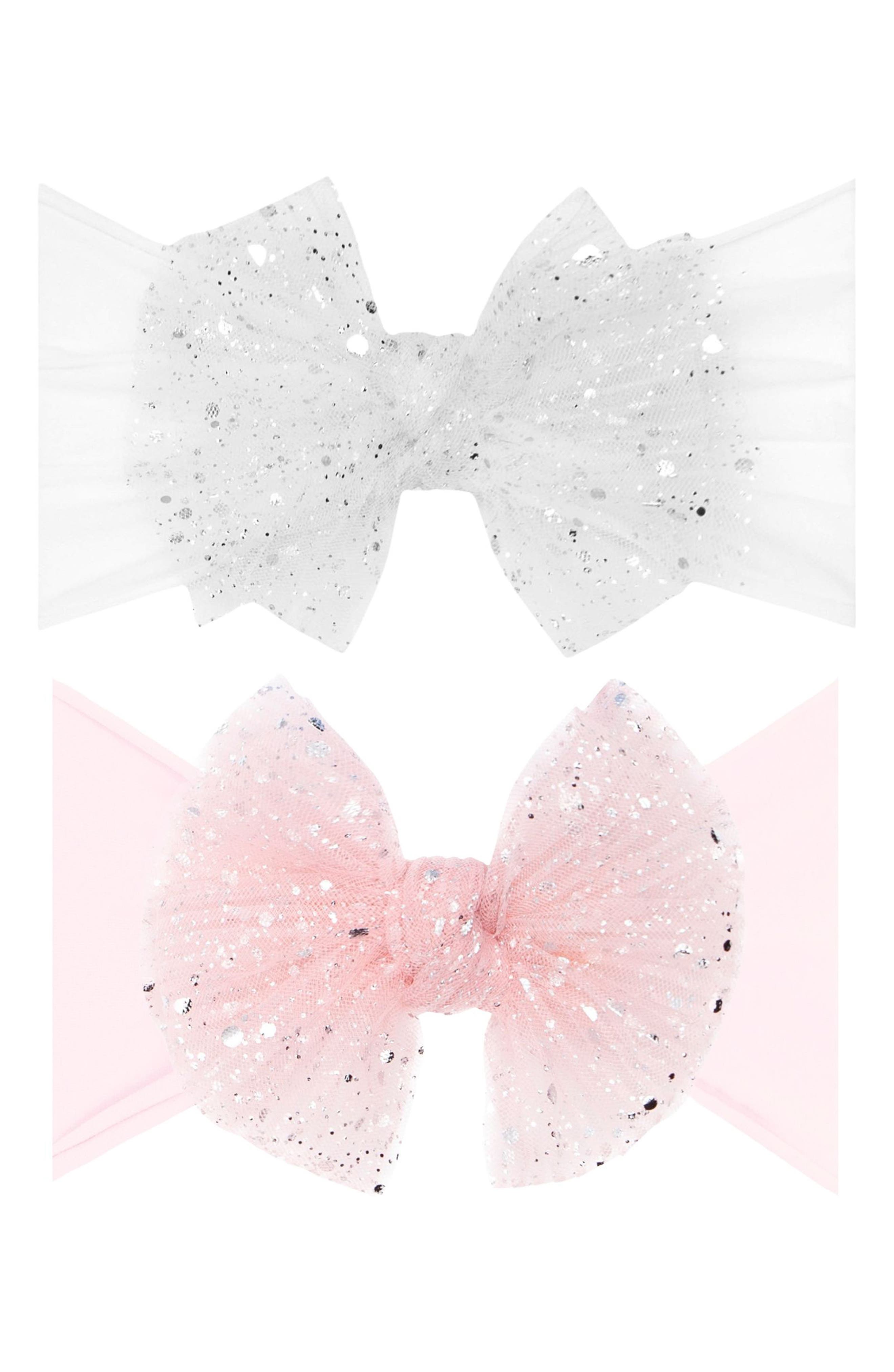 Baby Bling Kids'  2-pack Fab-bow-lous® Point D'esprit Tulle Headbands In White