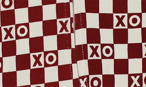 L'ovedbaby Xo Checkerboard Organic Cotton Zip Footie In Crimson Xo Checker