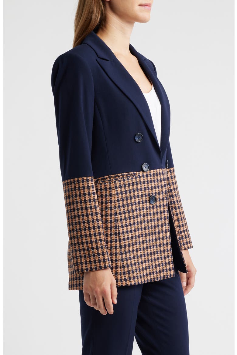 Check Denim Double Breasted Jacket, Alternate, color, NEW NAVY GINGER