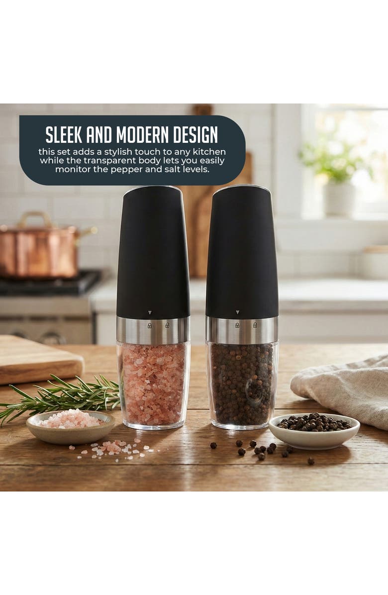 Luminuxe Gravity Adjustable Ceramic Electric Salt Pepper Grinder Set, Alternate, color,