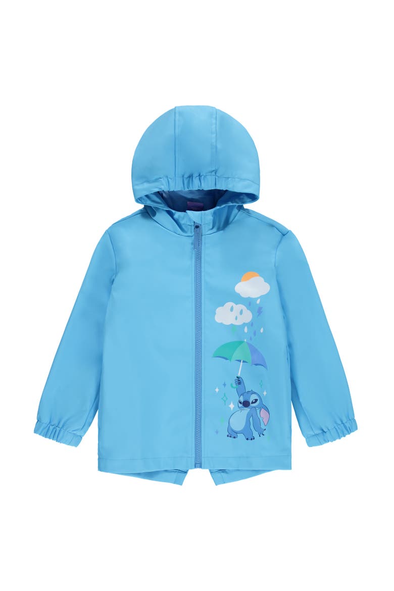 Lilo & Stitch Girls' Hooded Zip-Up Rain Jacket, Main, color, Stitch Cloud Blue