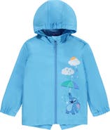 Disney Lilo & Stitch Girls' Hooded Zip-Up Rain Jacket