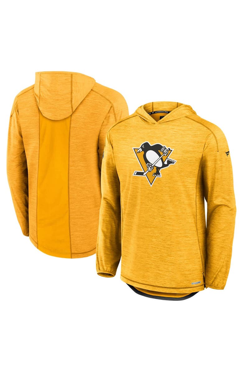 FANATICS Men's Fanatics  Gold Pittsburgh Penguins Authentic Pro Rink Lightweight Pullover Hoodie, Main, color, 