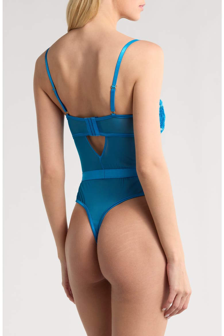 Embroidered Underwire Bodysuit, Alternate, color, BLUE