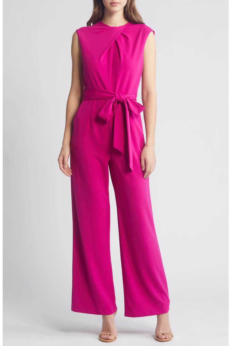 Twist Neck Sleeveless Jumpsuit, Main, color, MAGENTA
