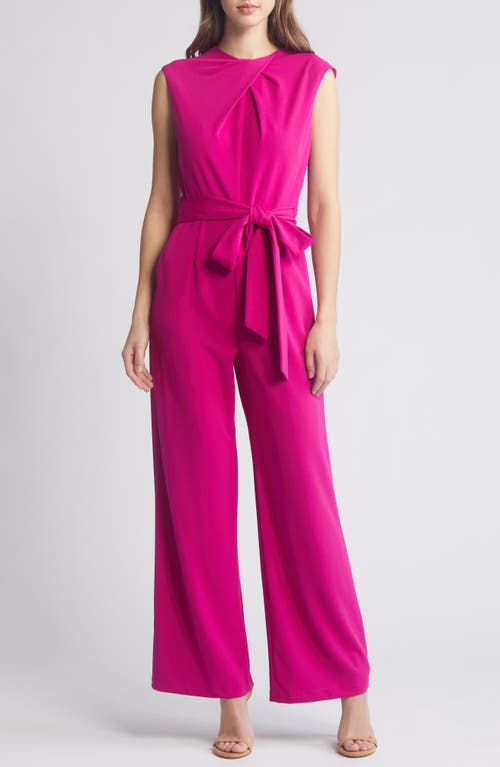 Tahari ASL Twist Neck Sleeveless Jumpsuit in Magenta 