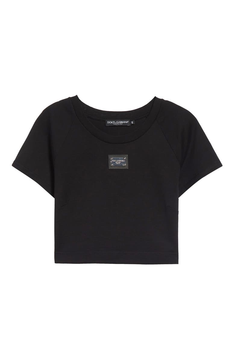 Dolce&Gabbana Logo Plate Crop Top, Alternate, color, N0000 Black