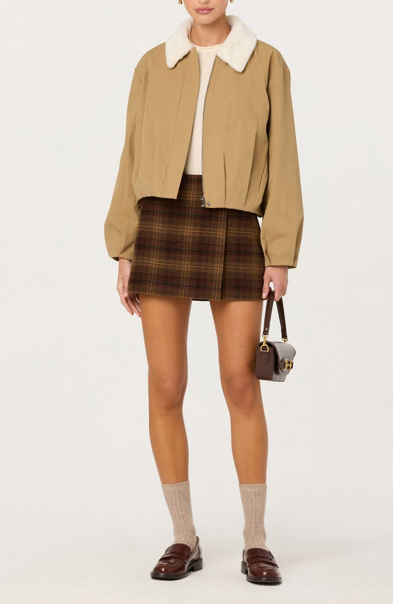 ASTR the Label Raevin Faux Fur Collared Jacket, Alternate, color, Khaki