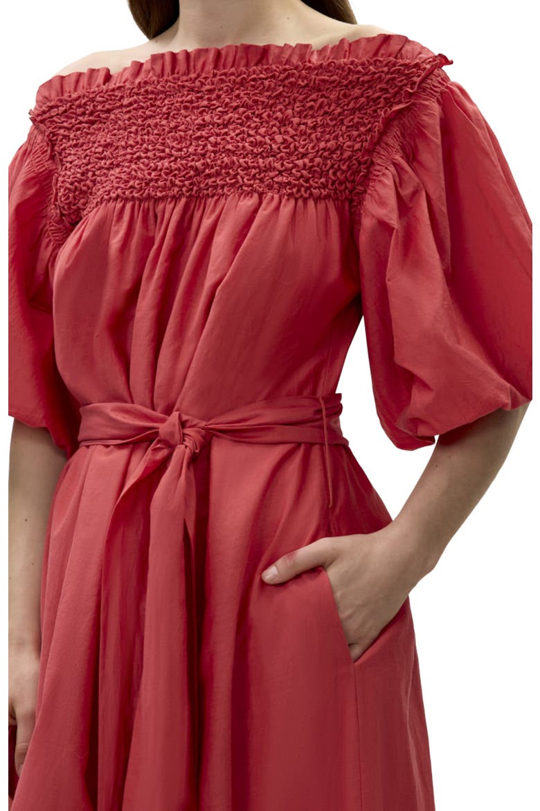 Merrick Silk Cotton Midi Dress, Alternate, color, Scarlet