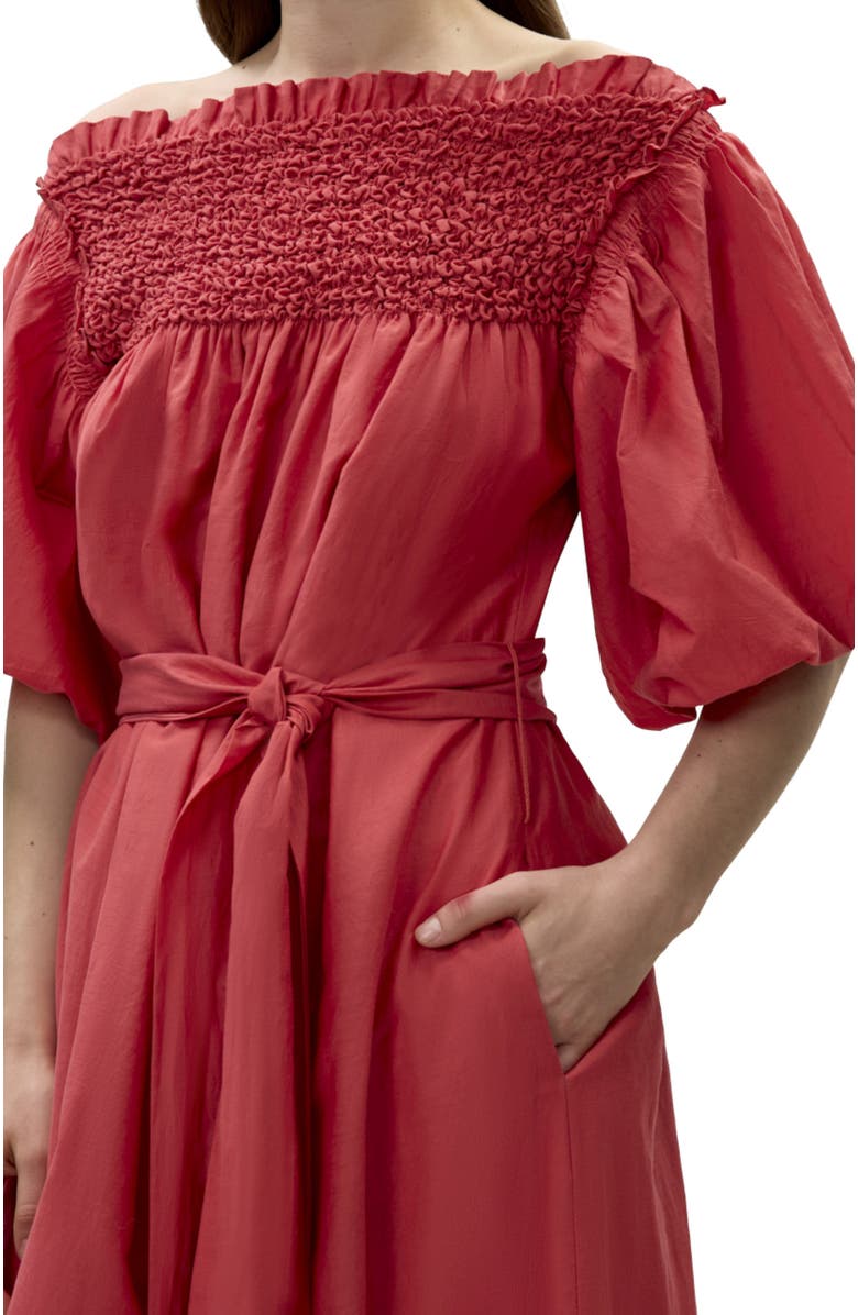Rebecca Taylor Merrick Silk Cotton Midi Dress, Alternate, color, Scarlet