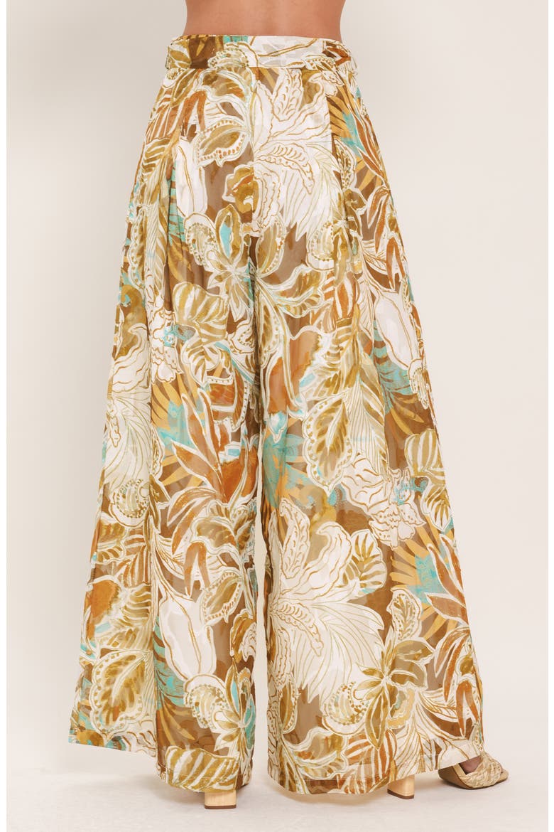 Print Wide Leg Pants, Alternate, color, BROWN