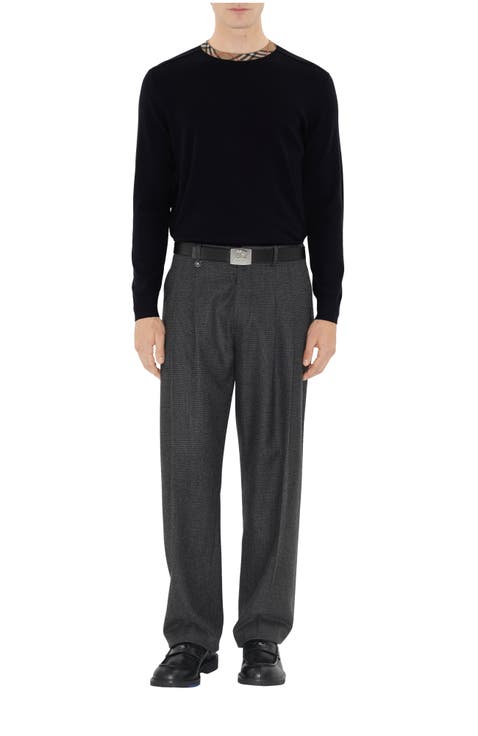 Check Trim Wool Sweater