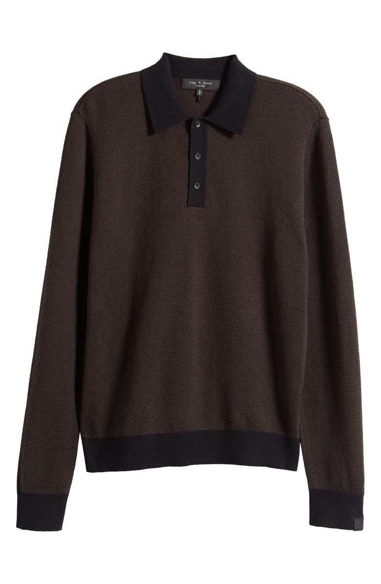 rag & bone Harrow Wool Blend Long Sleeve Polo, Alternate, color, Army Multi