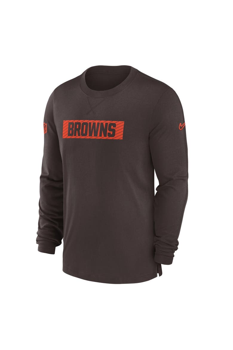 Men's Nike Brown Cleveland Browns Sideline Player Performance Long Sleeve T-Shirt, Alternate, color, Brown