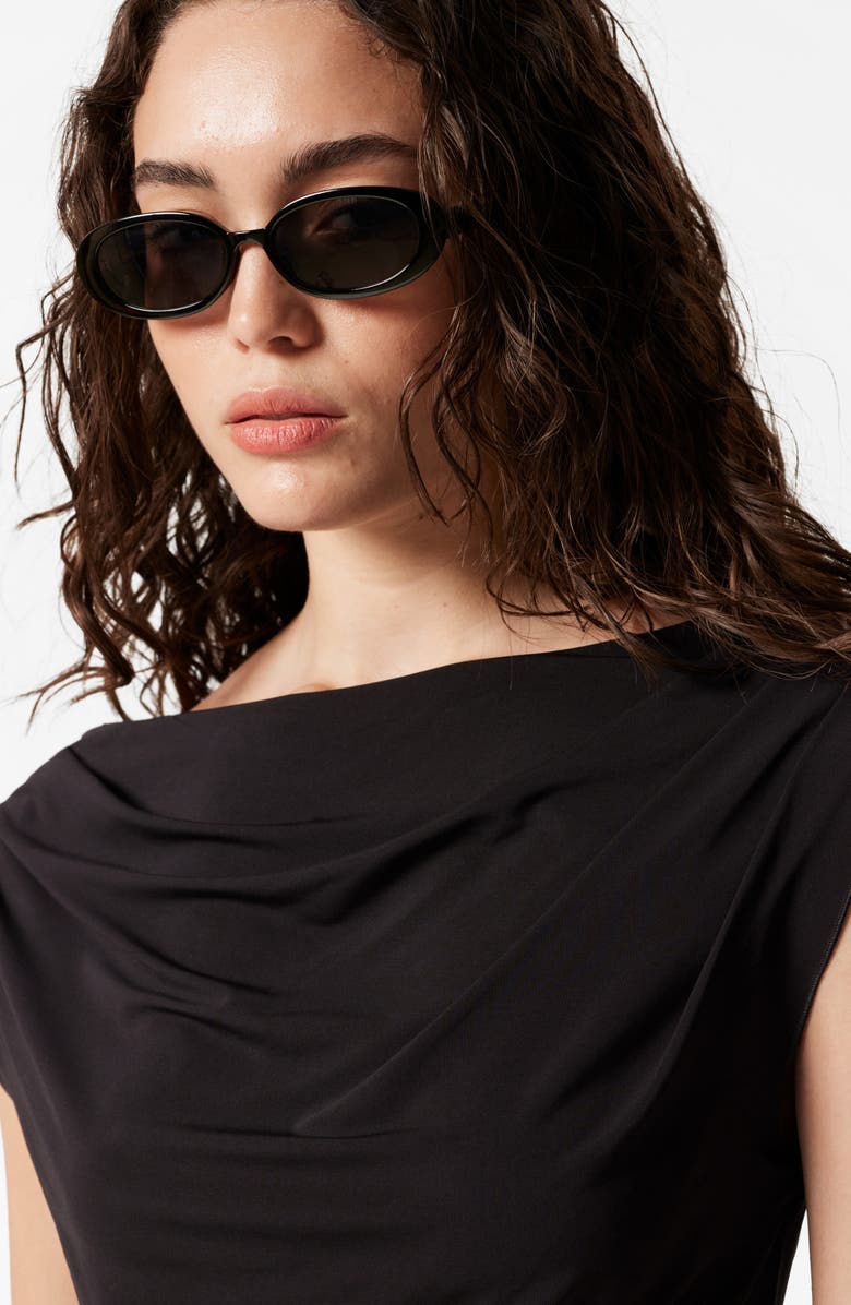 & Other Stories Drape Cap Sleeve Jersey Top, Alternate, color, Black Dark