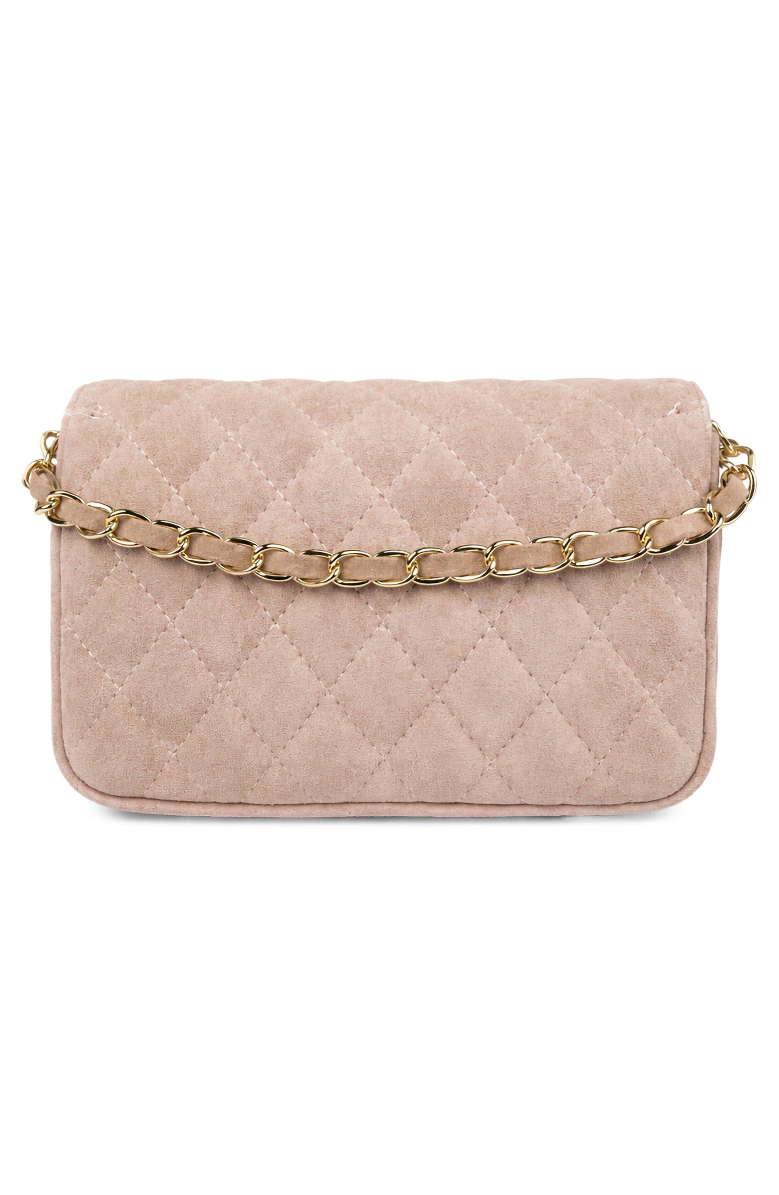 Lola Quilted Suede Crossbody Bag, Alternate, color, PALE PINK