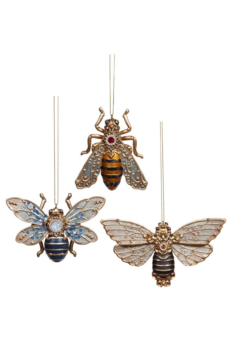 Mark Roberts Jewel Bee Ornament, Set of 6, Main, color, Brass