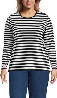 Lands' End Relaxed Supima Cotton Long Sleeve Crew Neck T-Shirt