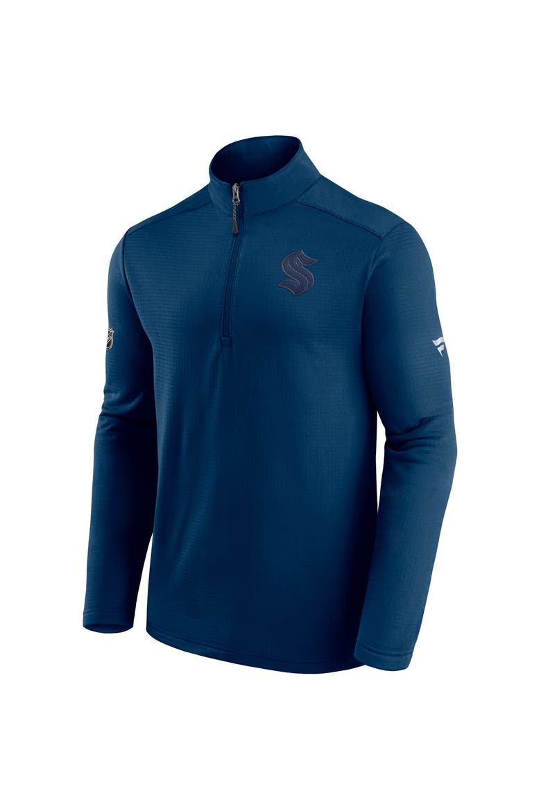 Men's Fanatics Branded Deep Sea Blue Seattle Kraken Authentic Pro Travel and Training Quarter-Zip Jacket, Alternate, color, Navy