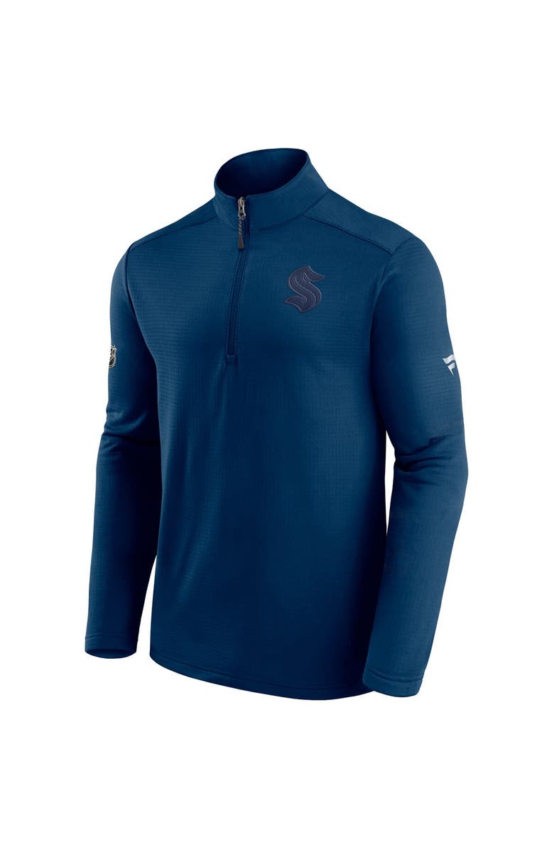 FANATICS Men's Fanatics Branded Deep Sea Blue Seattle Kraken Authentic Pro Travel and Training Quarter-Zip Jacket, Alternate, color, Navy