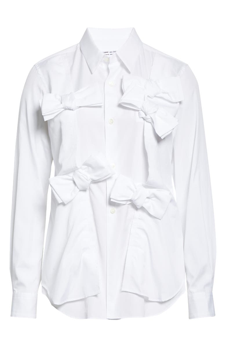 Comme des Garçons Bow Cotton Broadcloth Button-Up Shirt, Alternate, color,