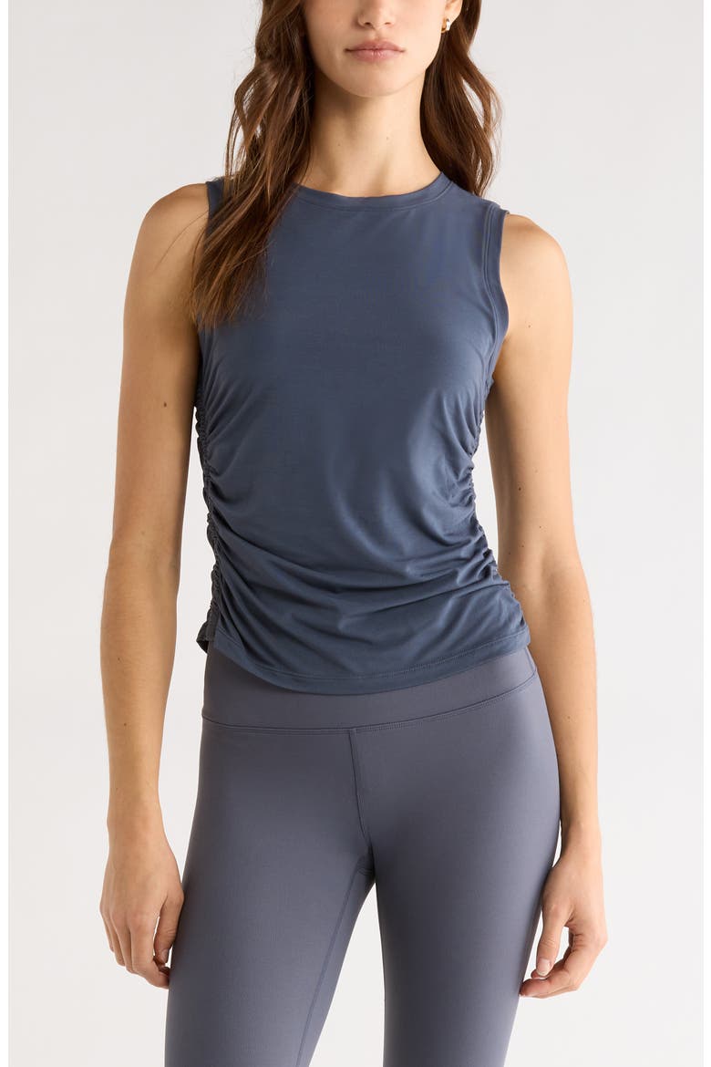 Breathe Ruched Tank, Main, color, NAVY ARMADA