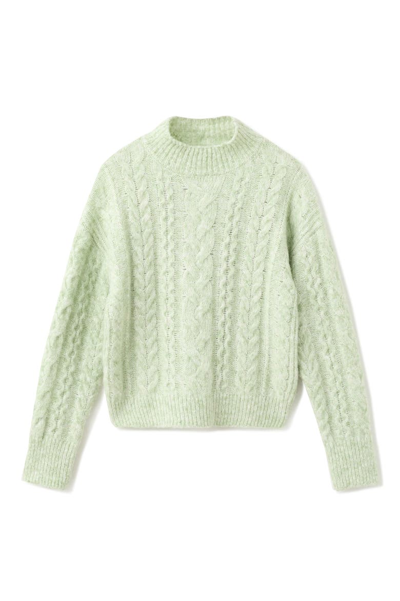 Perkins Cable Stitch Sweater, Alternate, color, AQUA GREEN